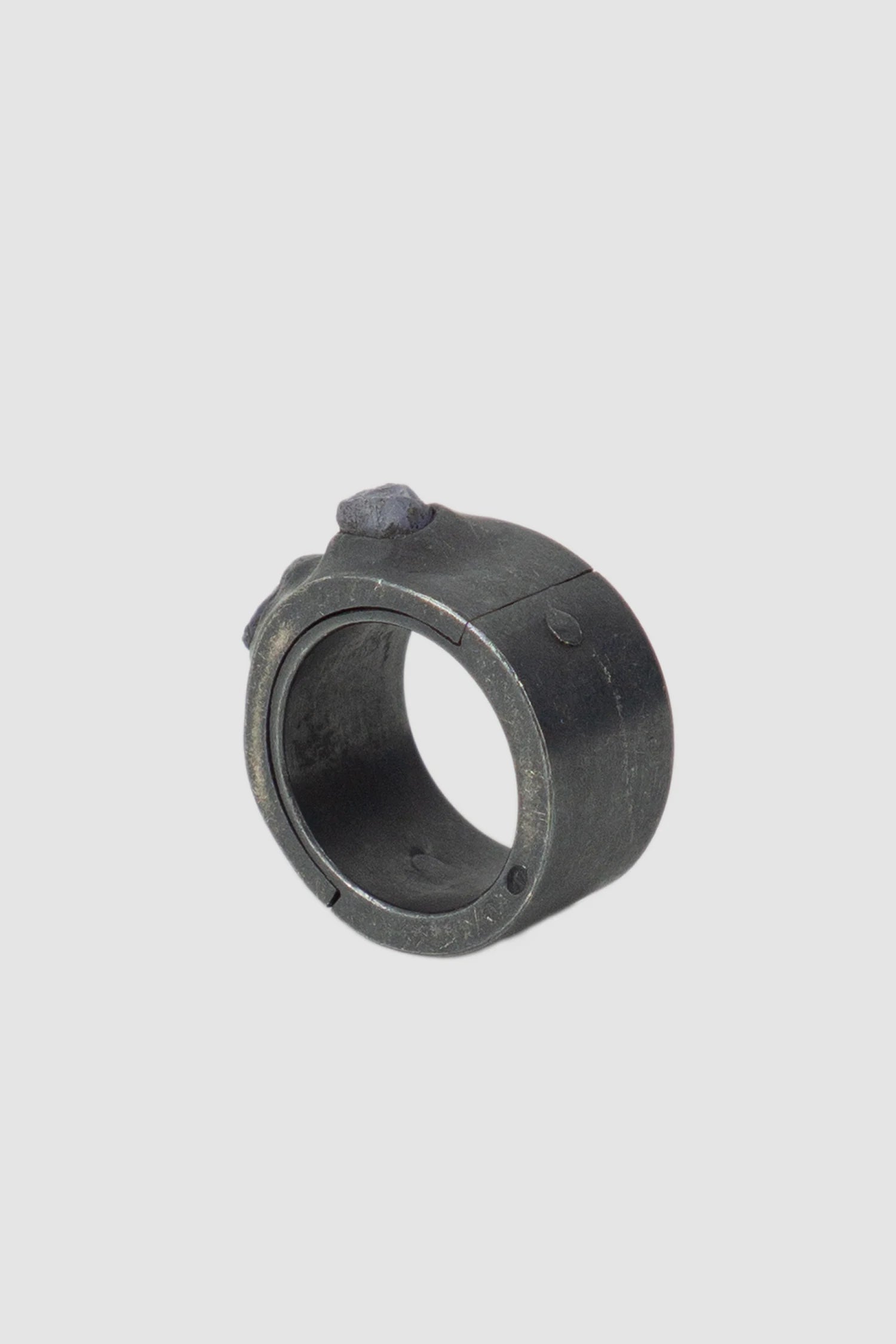 Parts of Four – Black Sterling Silver Tanzanite Sistema Ring 12 mm - standing back left view Parts of Four – Black Sterling Silver Tanzanite Sistema Ring 12 mm - standing back left view