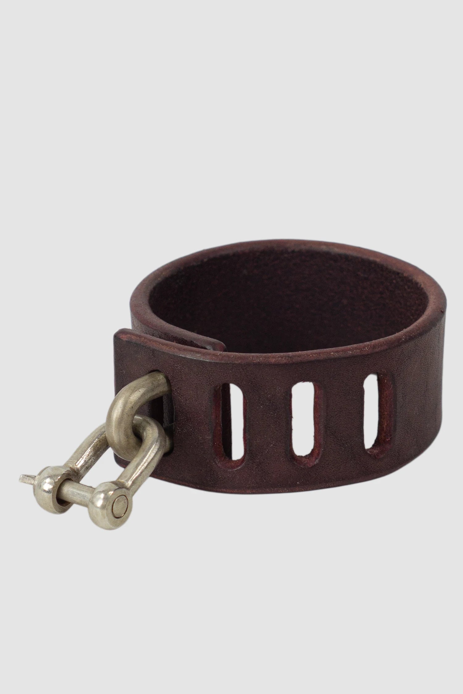 Parts of Four - Burgundy Leather Sterling Silver Restraint Charm Bracelet 30 mm - front left view Parts of Four - Burgundy Leather Sterling Silver Restraint Charm Bracelet 30 mm - front left view