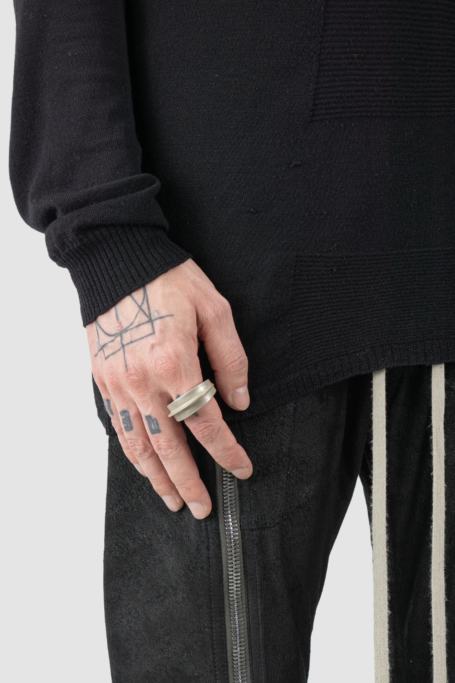 Parts of Four - Dirty Sterling Silver Foldform Crescent Ring 13 mm - Model view - MONO-KROM Gallery Parts of Four - Dirty Sterling Silver Foldform Crescent Ring 13 mm - Model view - MONO-KROM Gallery
