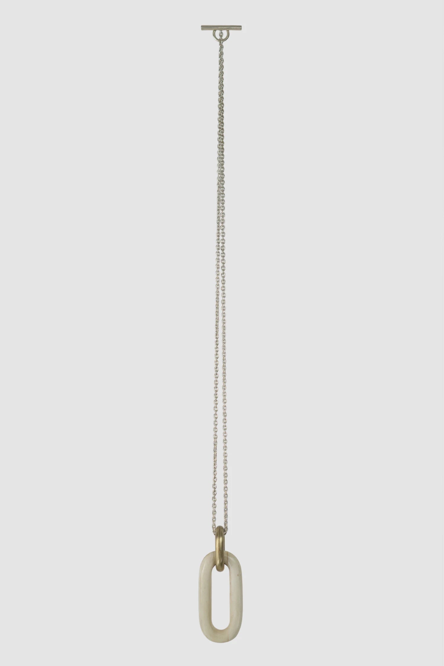 Parts of Four - Matte Bone Sterling Silver Link Charm Necklace - full length view Parts of Four - Matte Bone Sterling Silver Link Charm Necklace - full length view