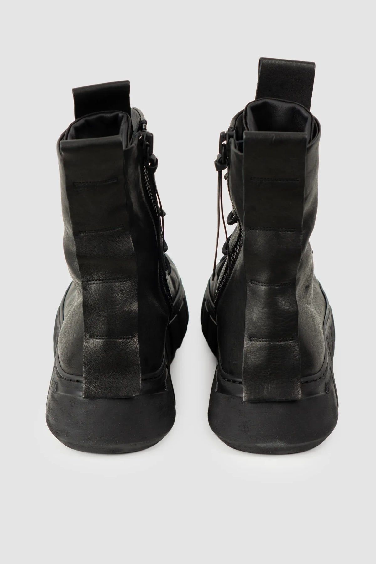 Puro Secret - Black Lamb Leather Sneaker Boots - Pair back view Puro Secret - Black Lamb Leather Sneaker Boots - Pair back view