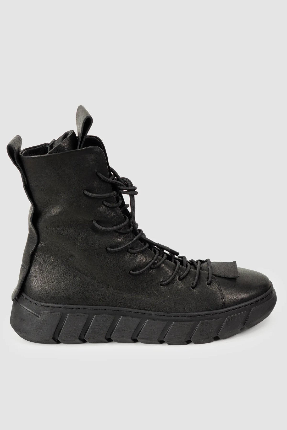 Puro Secret - Black Lamb Leather Sneaker Boots - Right outside view Puro Secret - Black Lamb Leather Sneaker Boots - Right outside view