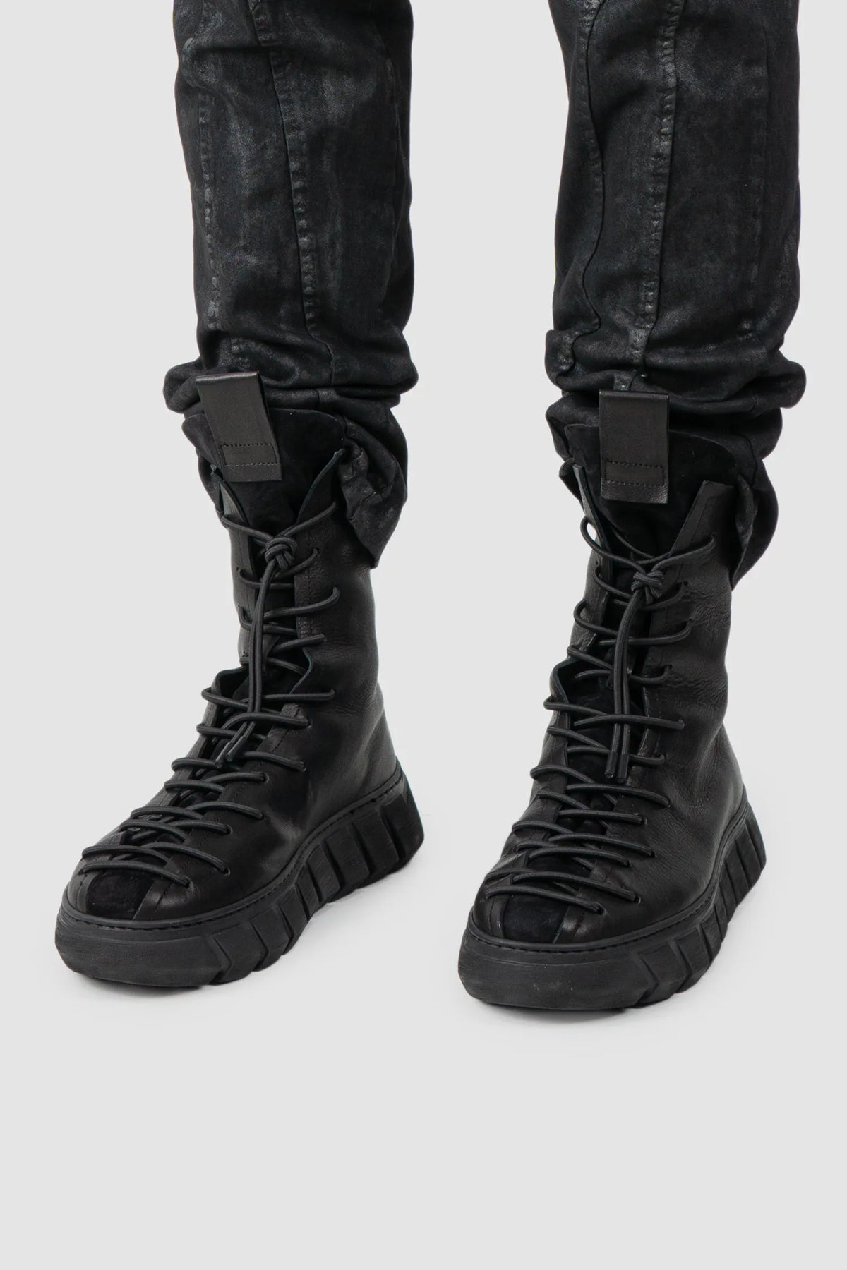 Puro Secret - Black Suede Leather Back Zip Boots - model front left view Puro Secret - Black Suede Leather Back Zip Boots - model front left view