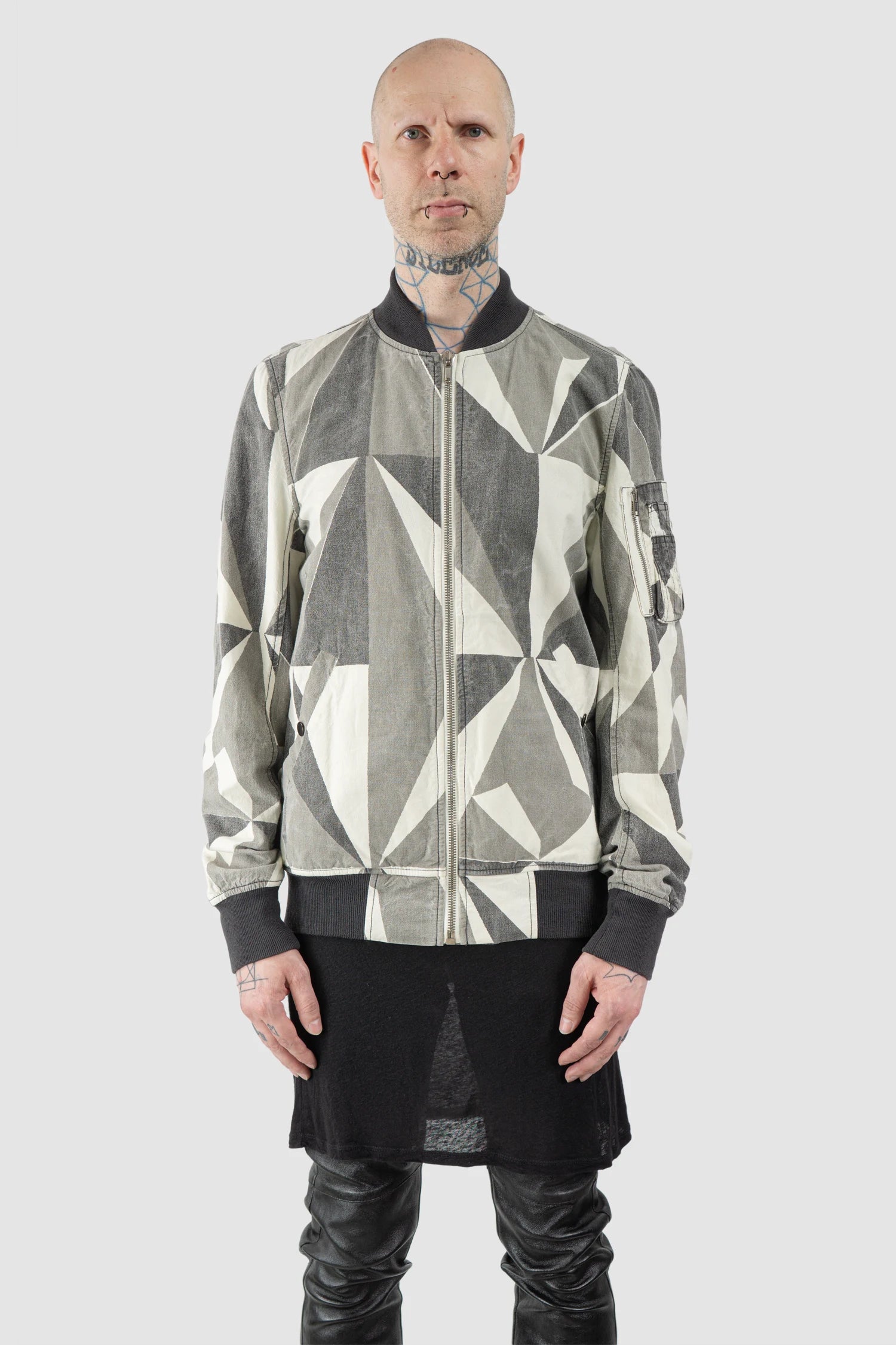Rick Owens DRKSHDW - Geo Camo Bomber Jacket SS13 "Island" - model front view Rick Owens DRKSHDW - Geo Camo Bomber Jacket SS13 "Island" - model front view