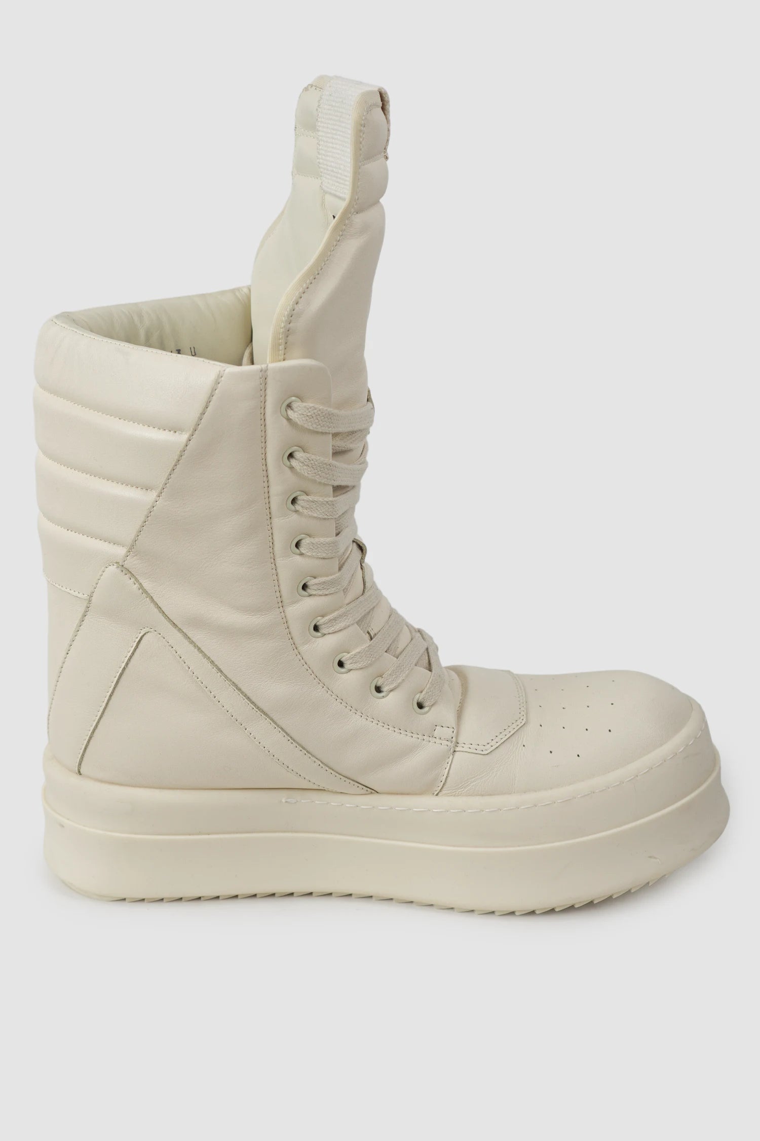 Rick Owens - Milk Mega Geobasket Sneakers FW24 "Porterville" - left inside view Rick Owens - Milk Mega Geobasket Sneakers FW24 "Porterville" - left inside view