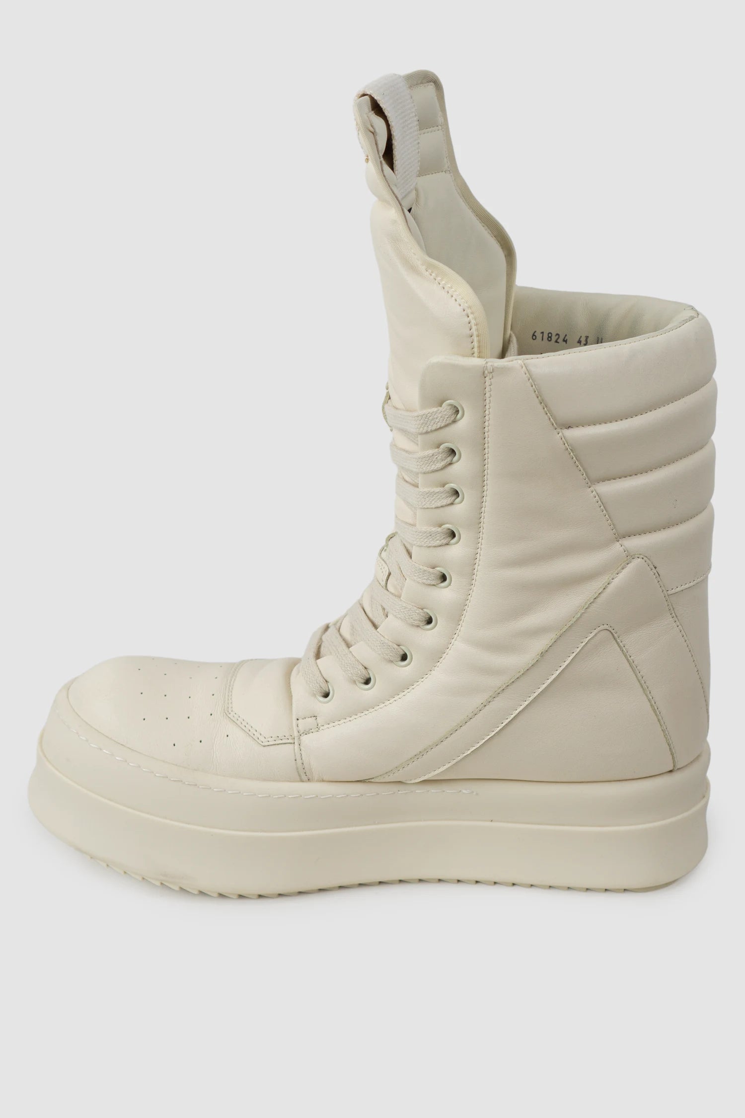 Rick Owens - Milk Mega Geobasket Sneakers FW24 "Porterville" - right inside view Rick Owens - Milk Mega Geobasket Sneakers FW24 "Porterville" - right inside view