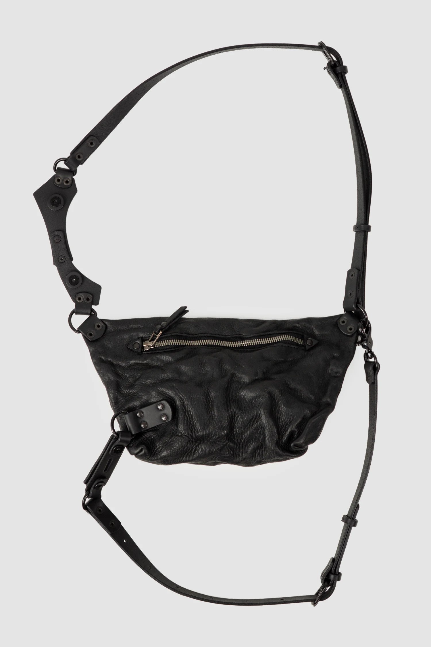 TEO NG - ENYO - item back view of men’s Black Harness Crossbody Leather Bag