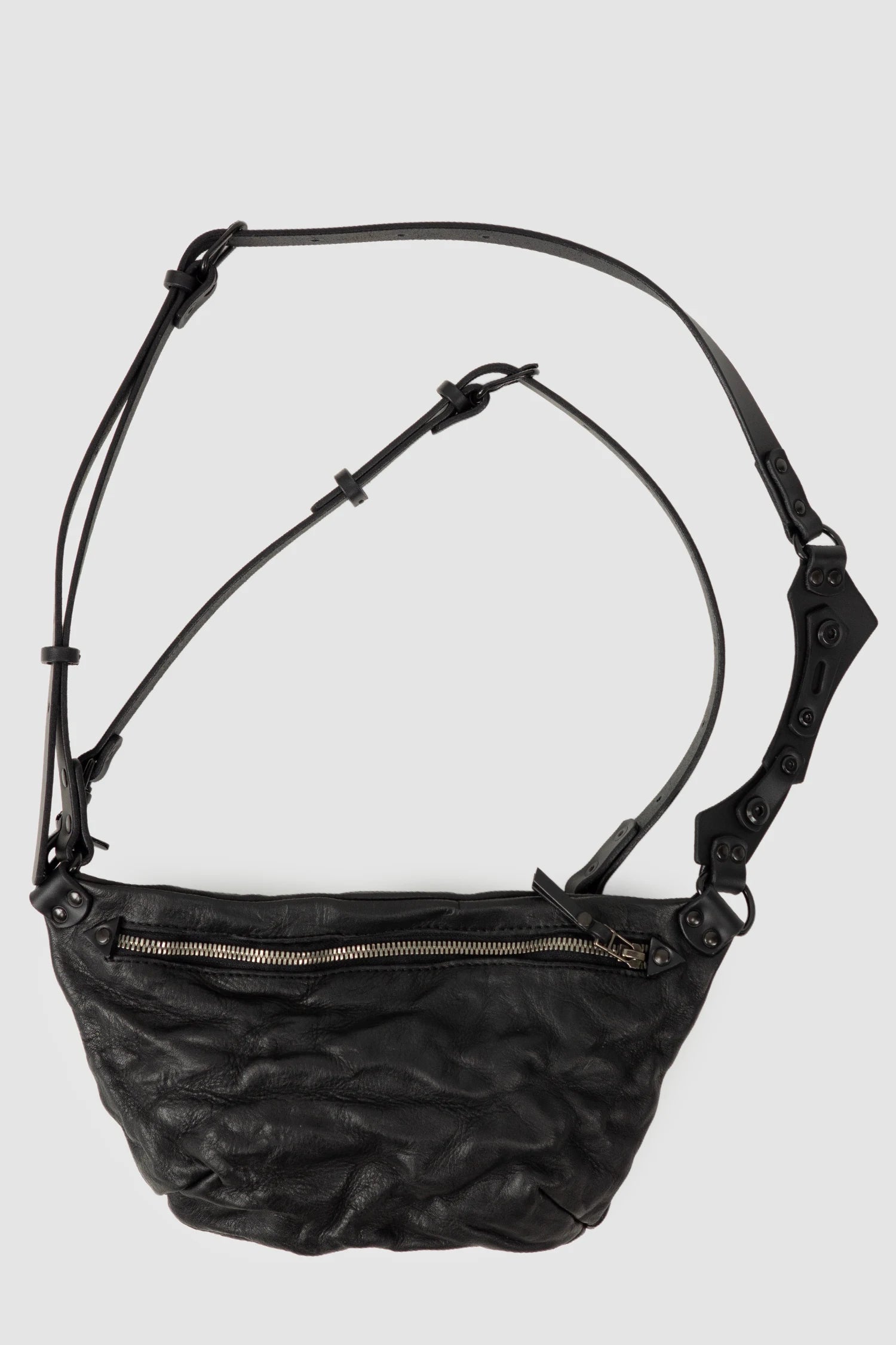 TEO NG - ENYO - item front view of men’s Black Harness Crossbody Leather Bag