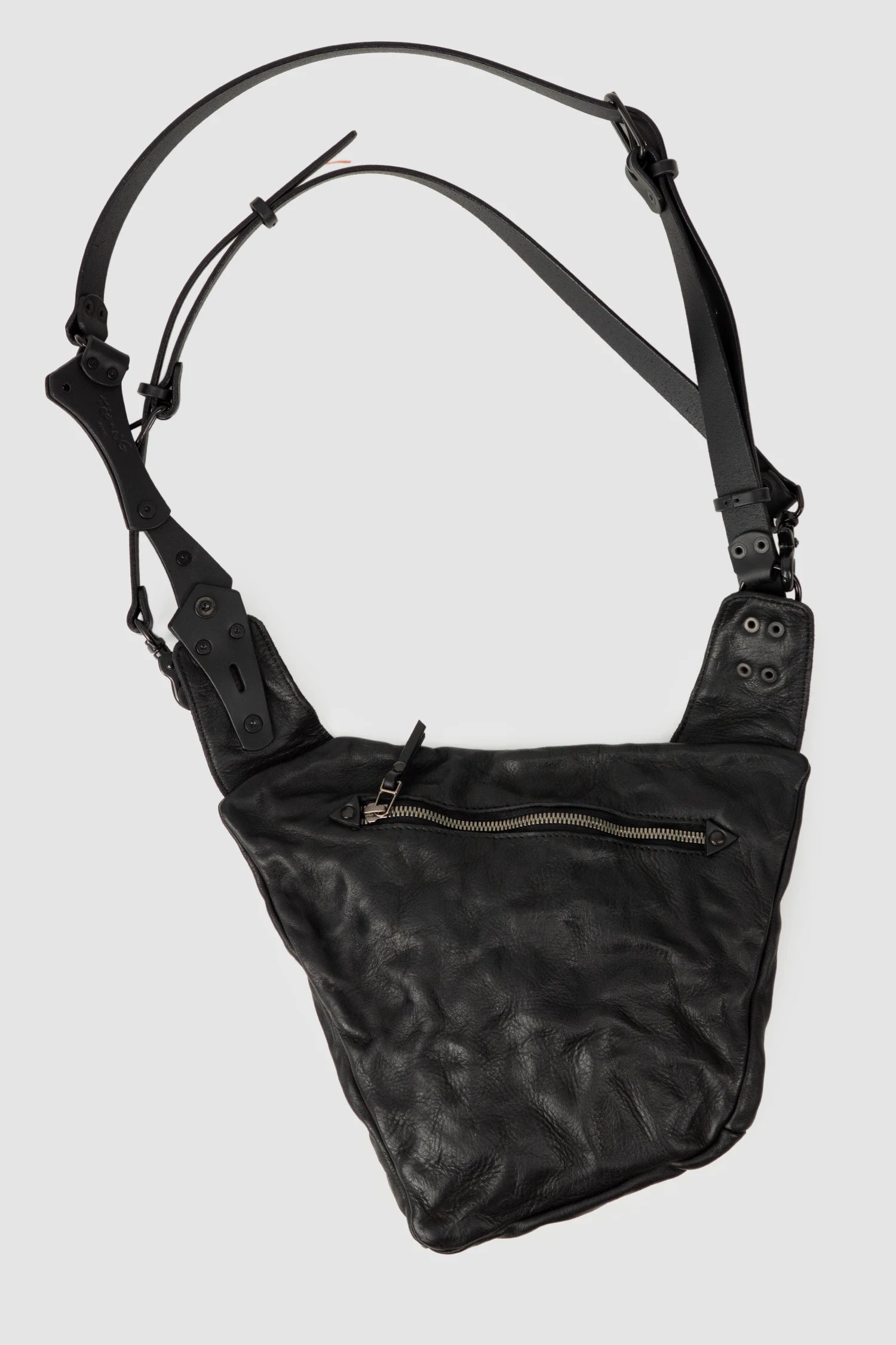 TEO NG - MAEL - item back view of men’s Black Medium Leather Harness Crossbody Bag