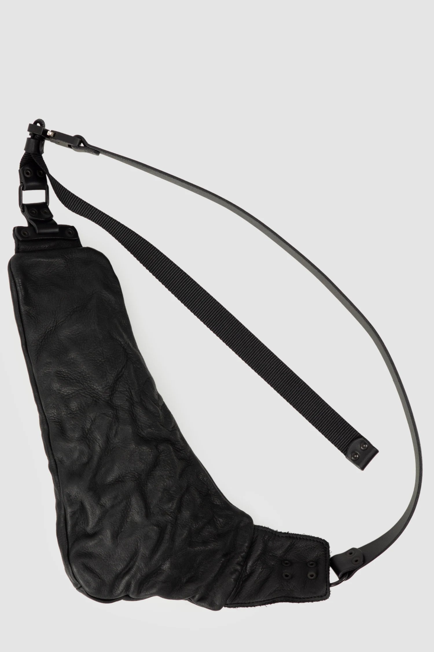 TEO NG - MONN - item back view of men’s Black Two Zip Crossbody Leather Bag