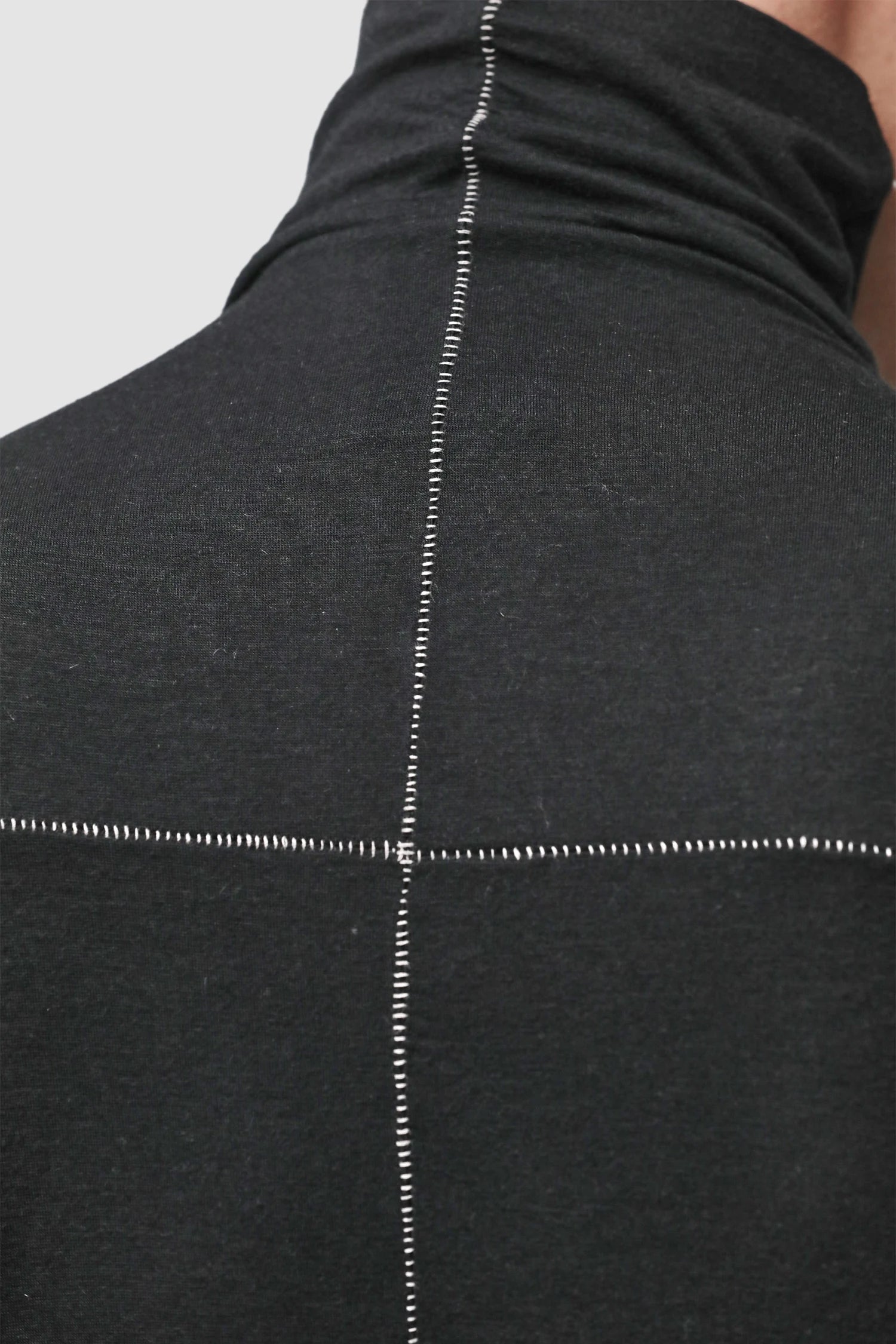 Thom Krom - Men’s Black Cashmere Blend Turtleneck Long Sleeve M-TS-979 seam detail view Thom Krom - Men’s Black Cashmere Blend Turtleneck Long Sleeve M-TS-979 seam detail view