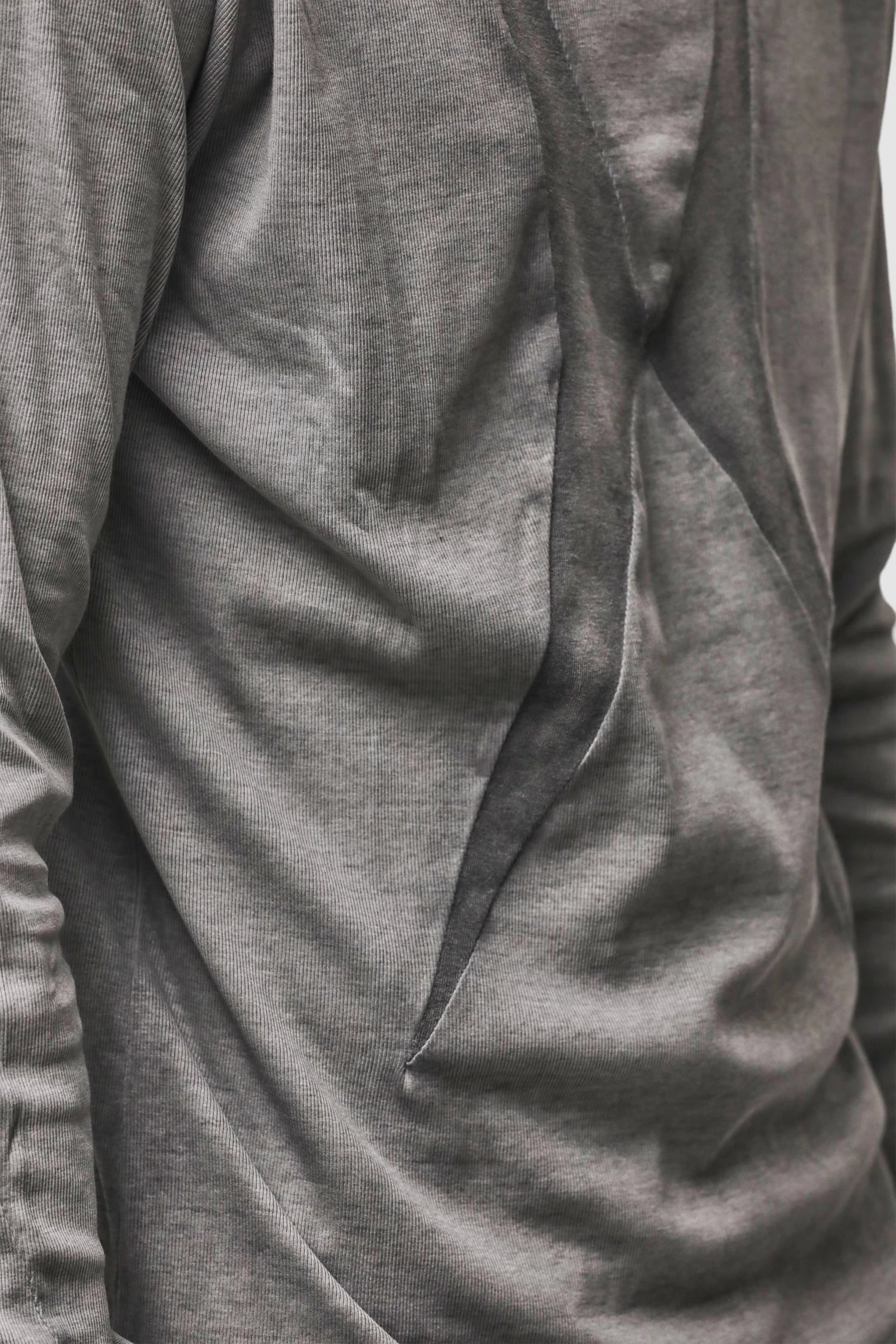 Thom Krom - Men’s Cold Dye Grey Cotton Balaclava Hooded Long Sleeve M-TS-985 front detail view Thom Krom - Men’s Cold Dye Grey Cotton Balaclava Hooded Long Sleeve M-TS-985 front detail view