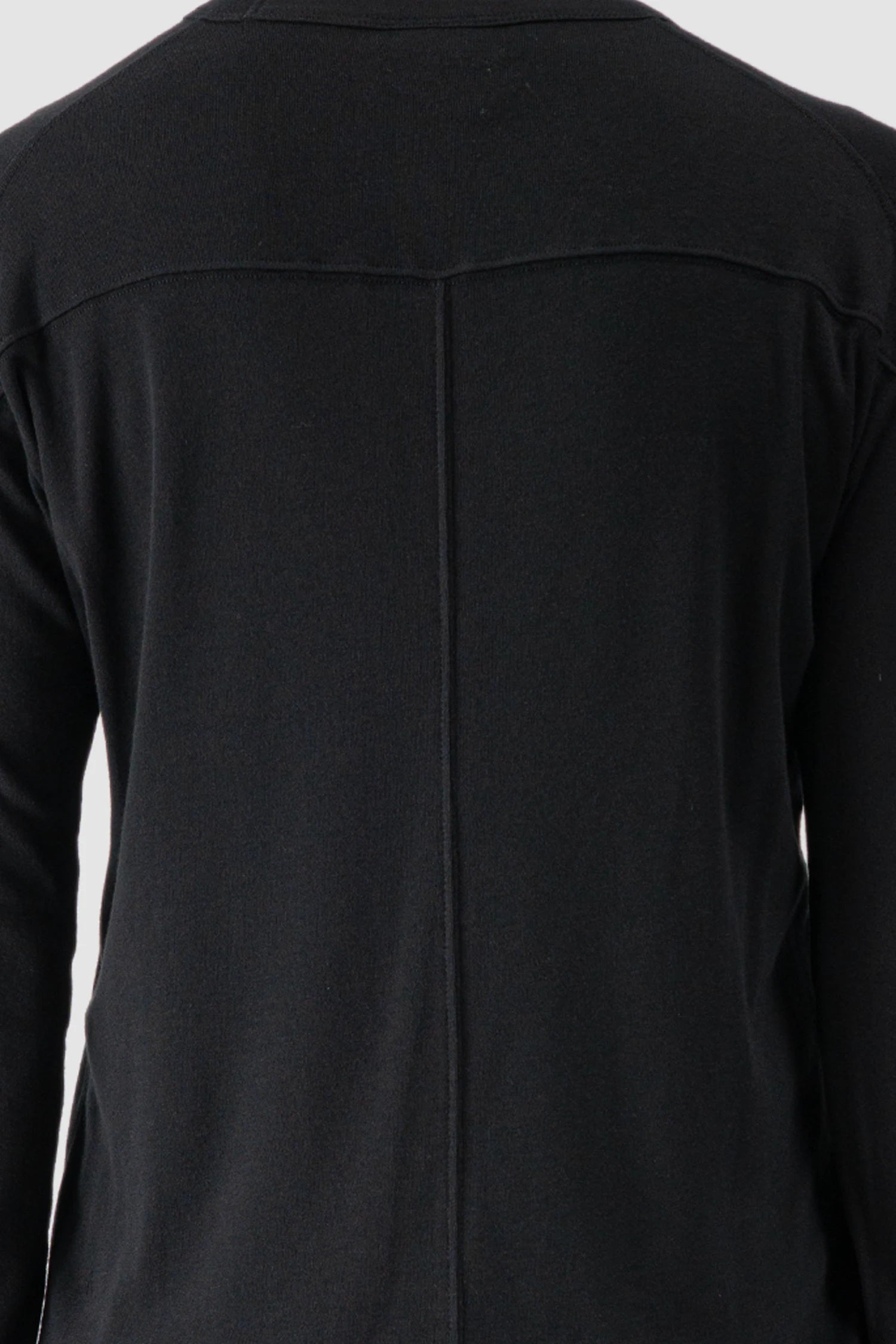 Thom Krom - back detail view of black Cotton Wool Long Sleeve T-Shirt - M-TS-904
