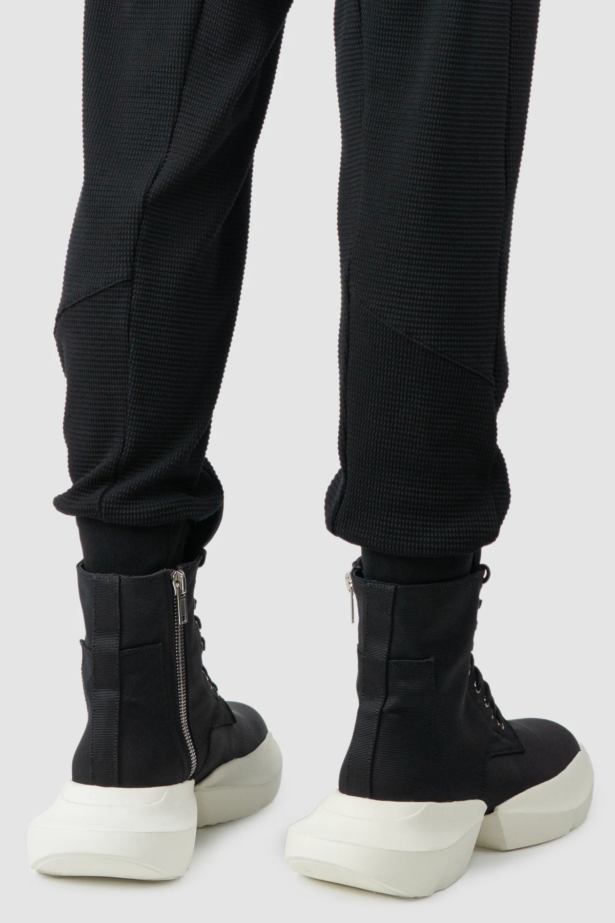 Thom/Krom - Men's Black Cotton Cargo Joggers - hem detail view Thom/Krom - Men's Black Cotton Cargo Joggers - hem detail view