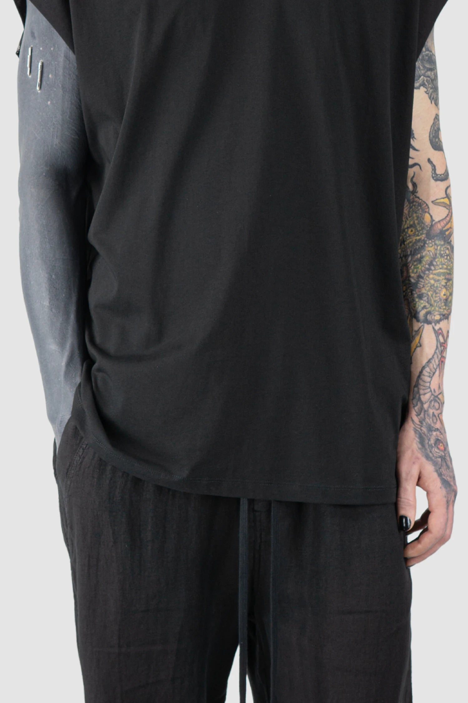 Black Cotton Jersey Oversize Tank Top