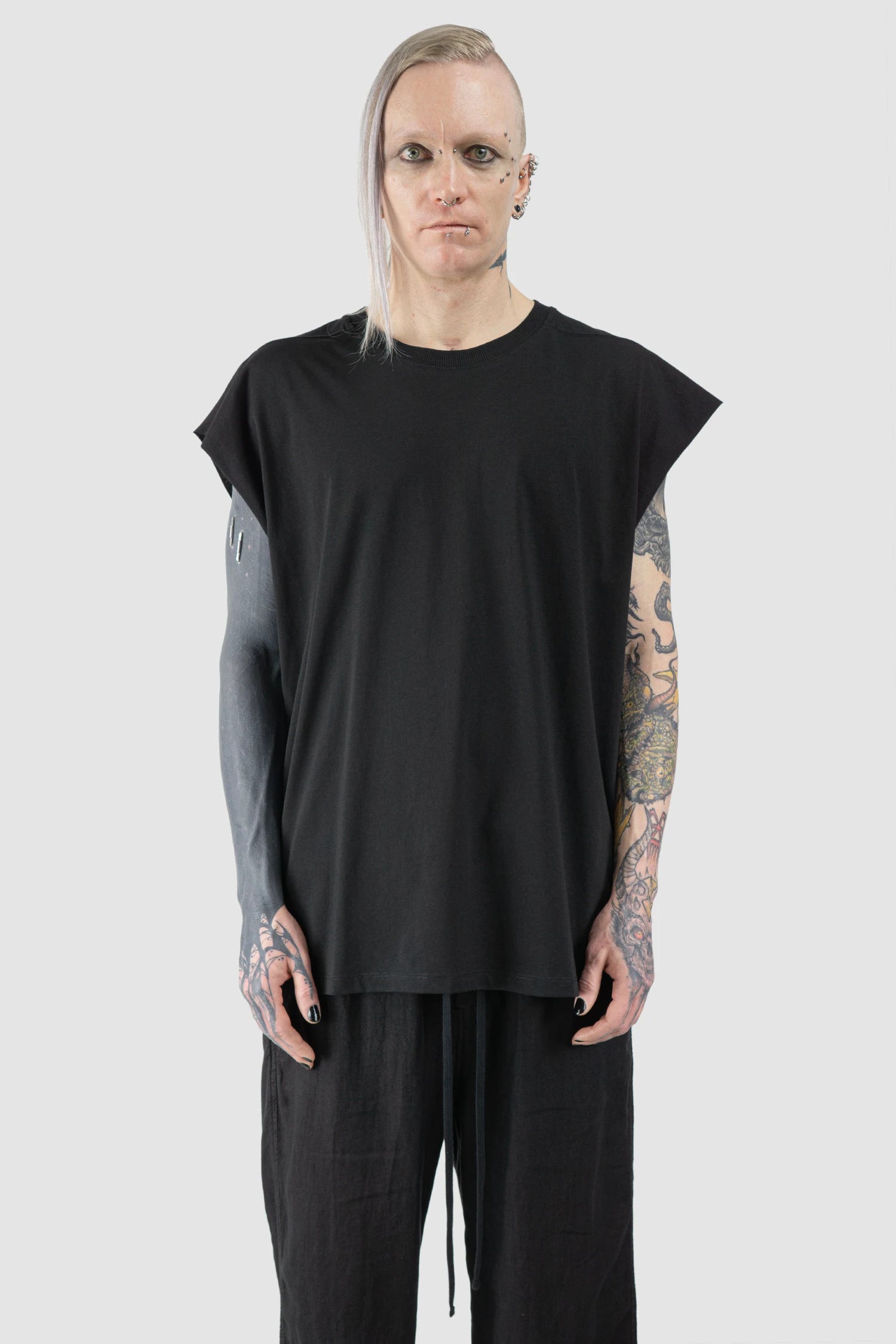 Black Cotton Jersey Oversize Tank Top