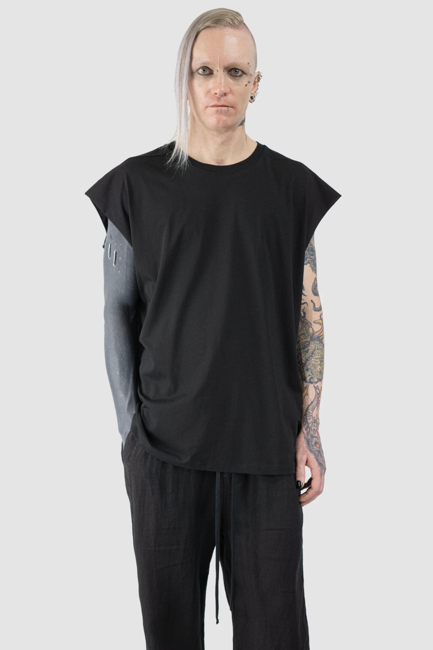 Black Cotton Jersey Oversize Tank Top
