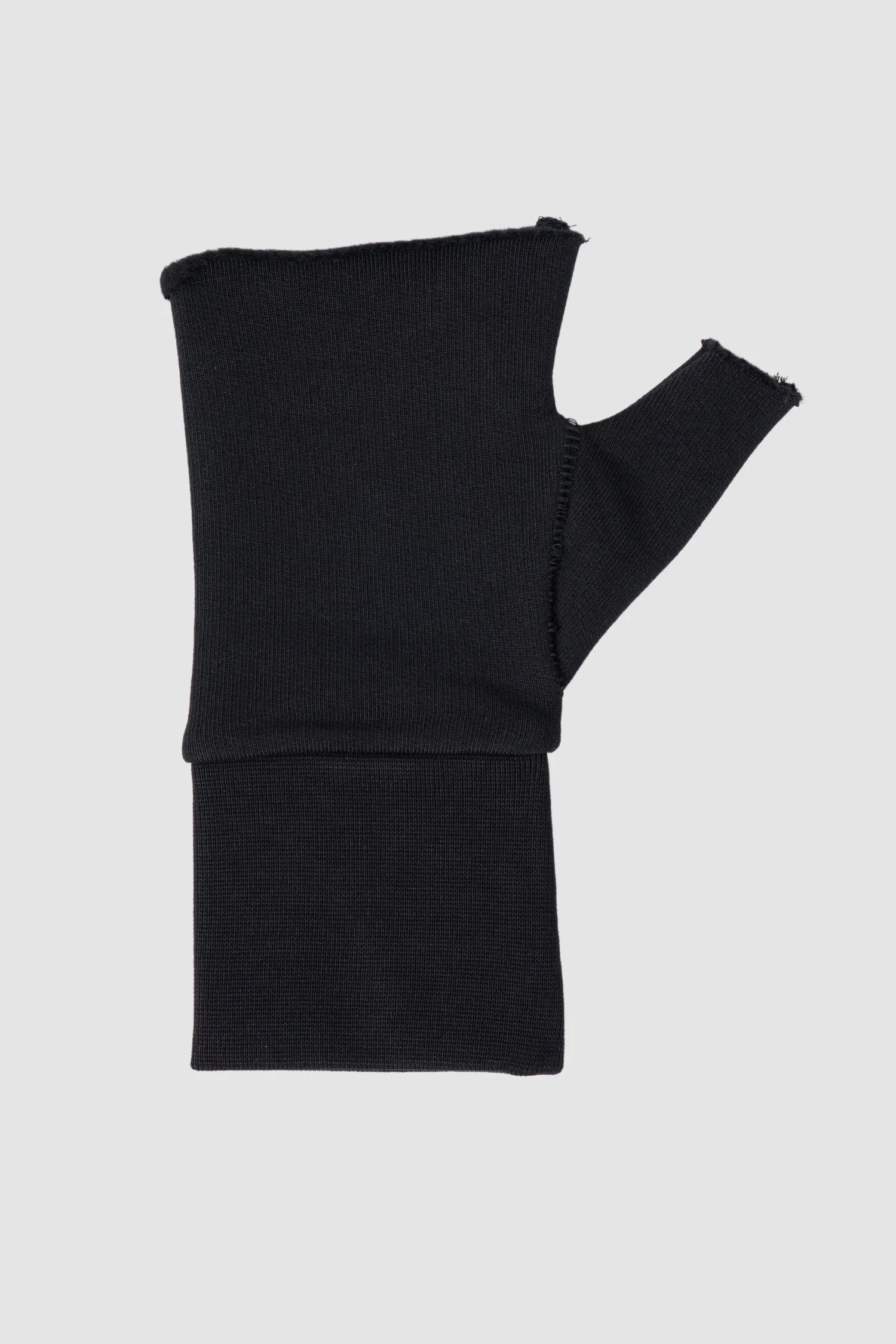 Thom Krom – Men's Black Cut Finger Cotton Gloves - item left outside view Thom Krom – Men's Black Cut Finger Cotton Gloves - item left outside view