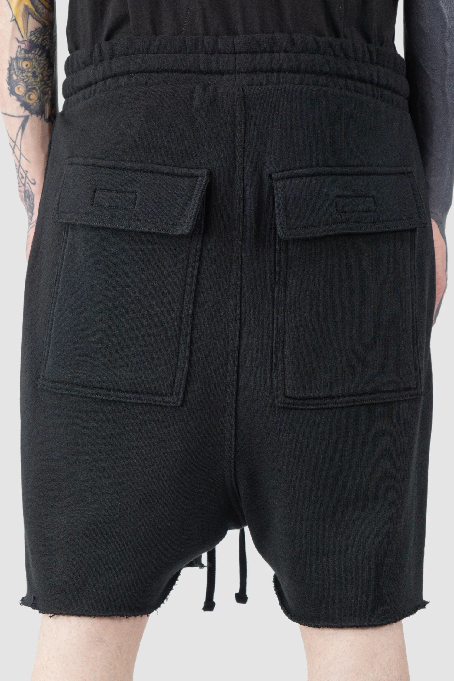 Black Low Crotch Split Sweat Shorts