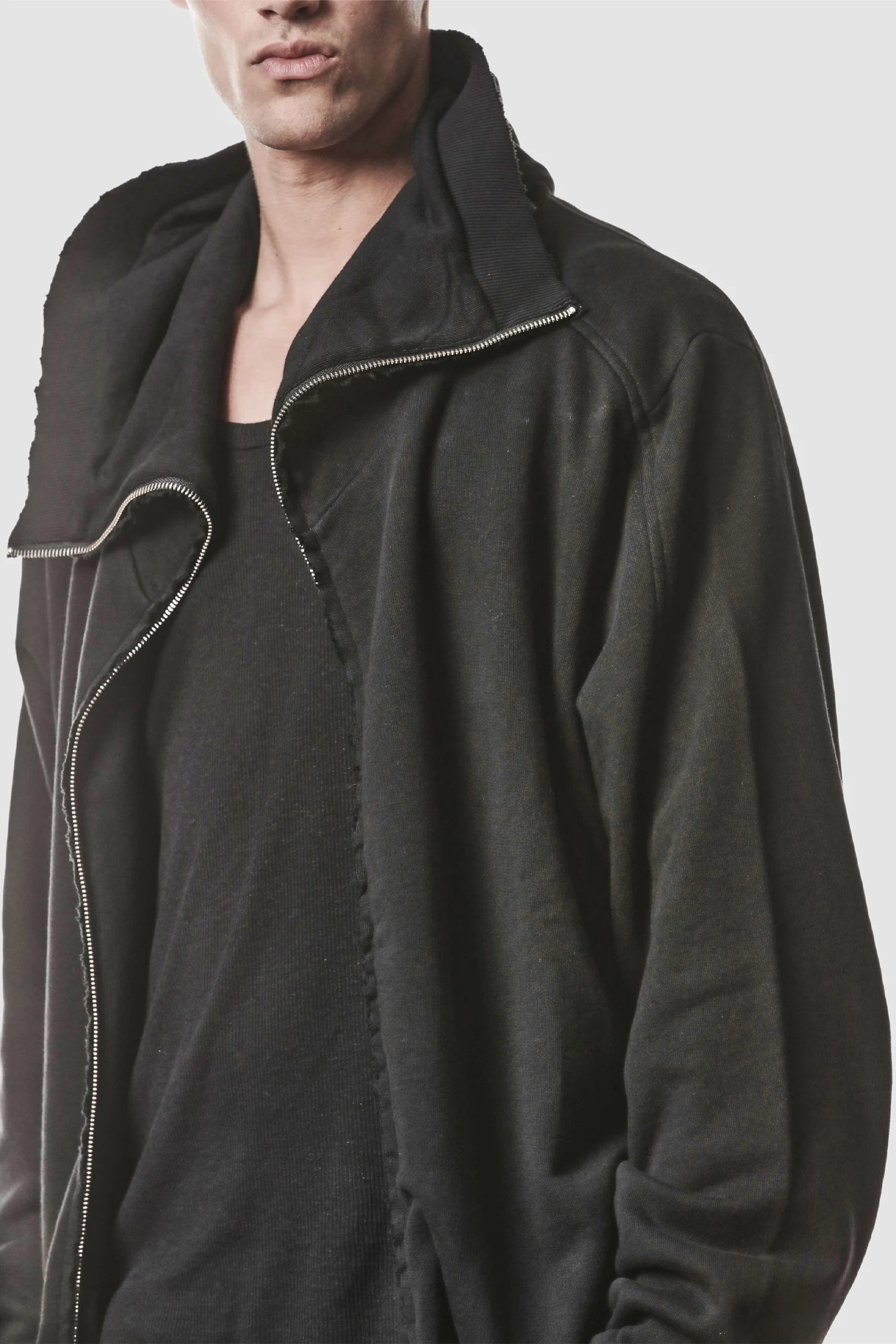 Schwarzer Double-Layer-Hoodie aus Baumwolle