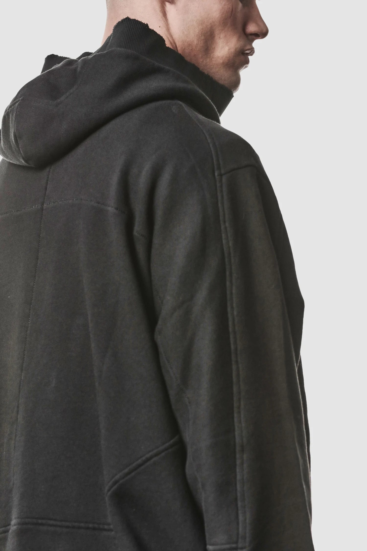 Schwarzer Double-Layer-Hoodie aus Baumwolle