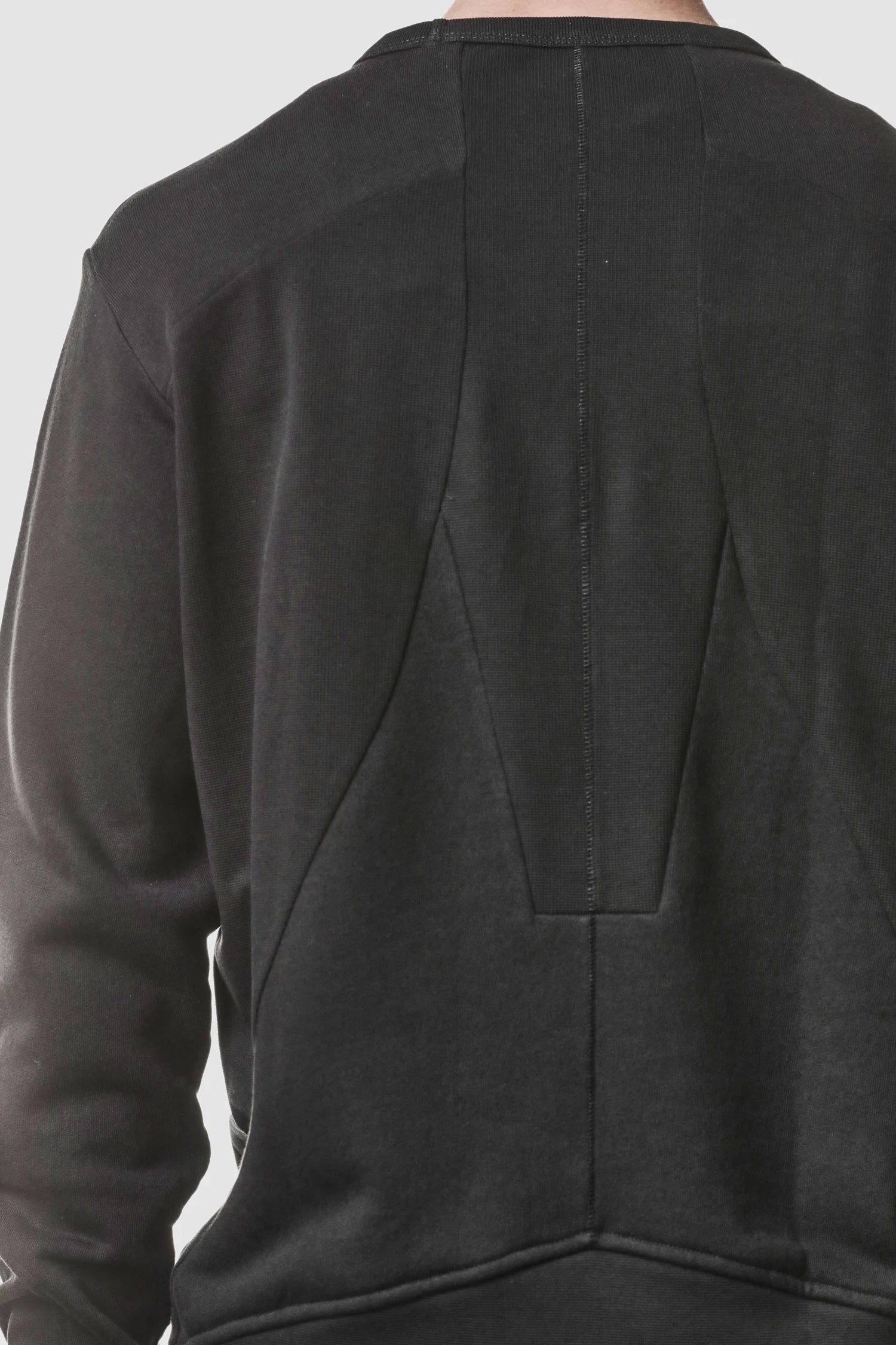 Schwarzer Baumwoll-Rundhalspullover