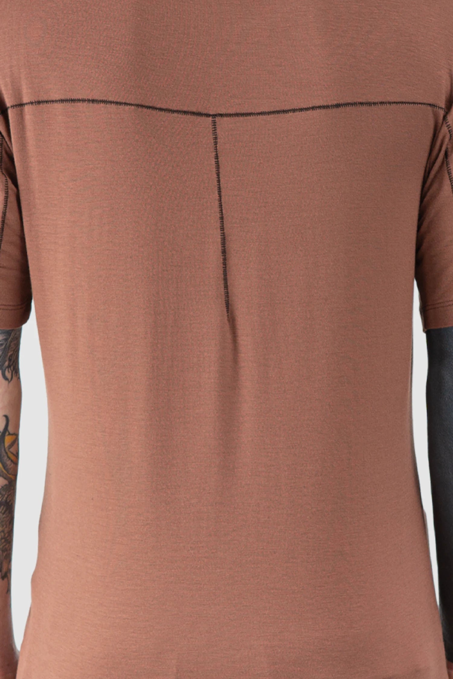 Thom Krom - Men’s Red Modal Stretch Jersey T-Shirt M-TS-938 model back detail view