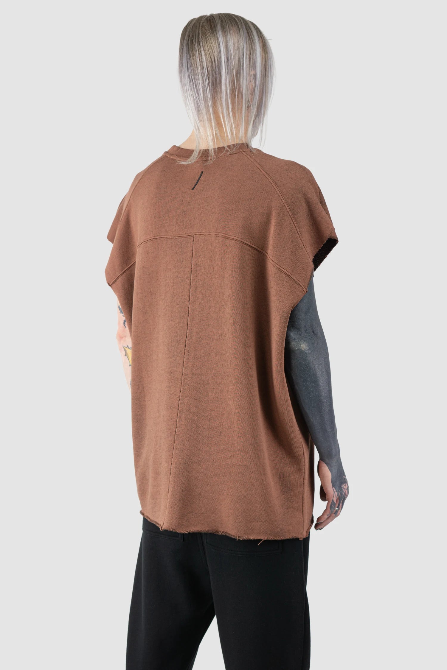 Red Raw Edge Cotton Tank Top