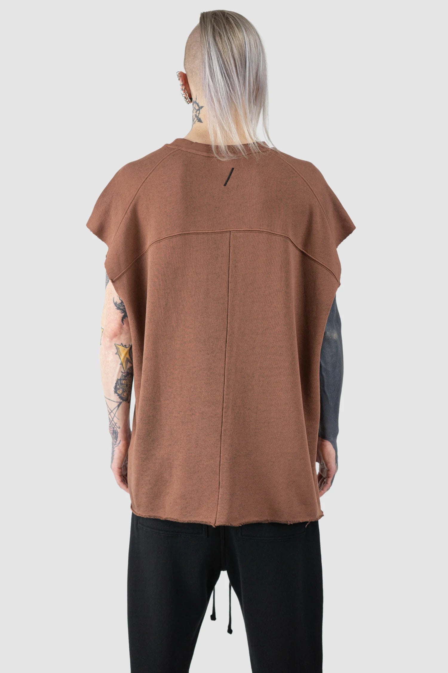 Red Raw Edge Cotton Tank Top