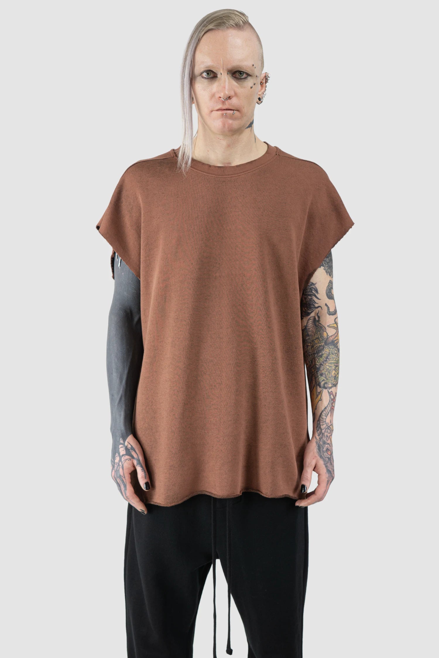 Red Raw Edge Cotton Tank Top