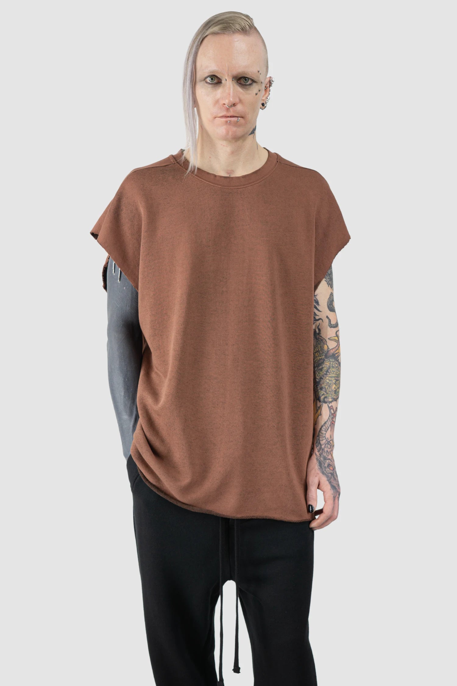 Red Raw Edge Cotton Tank Top