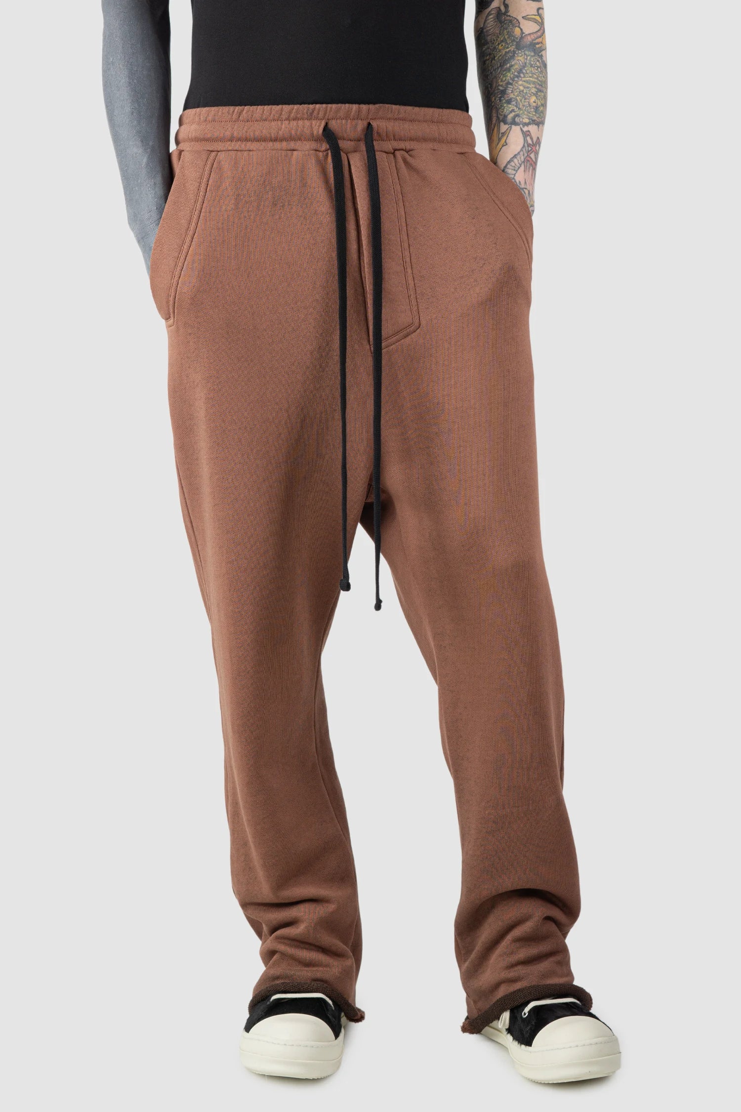 Thom Krom - Men’s Red Relaxed Low Crotch Sweatpants M-ST-518 model front relaxed view