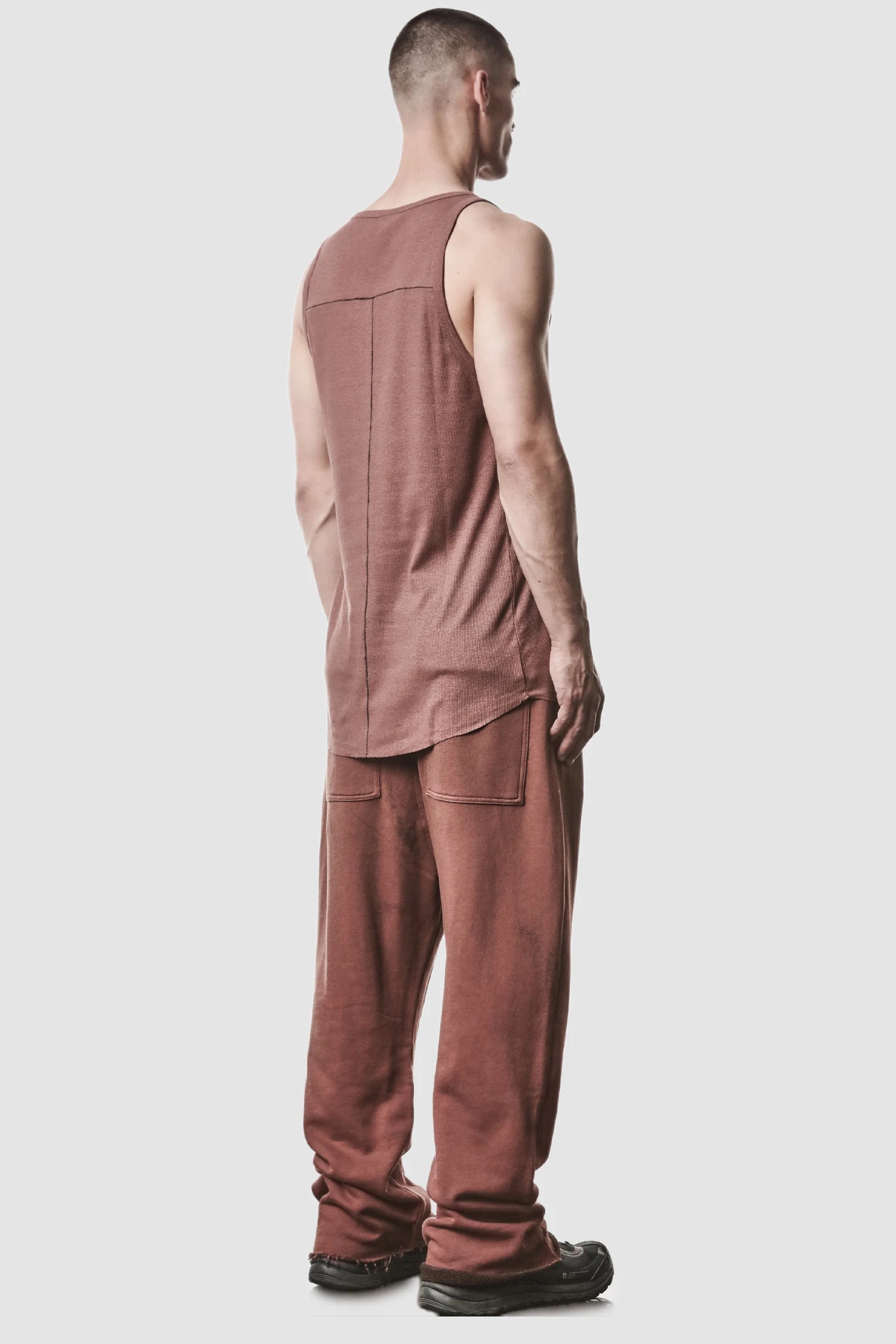 Rote Low-Crotch-Sweatpants mit Spray-Finish