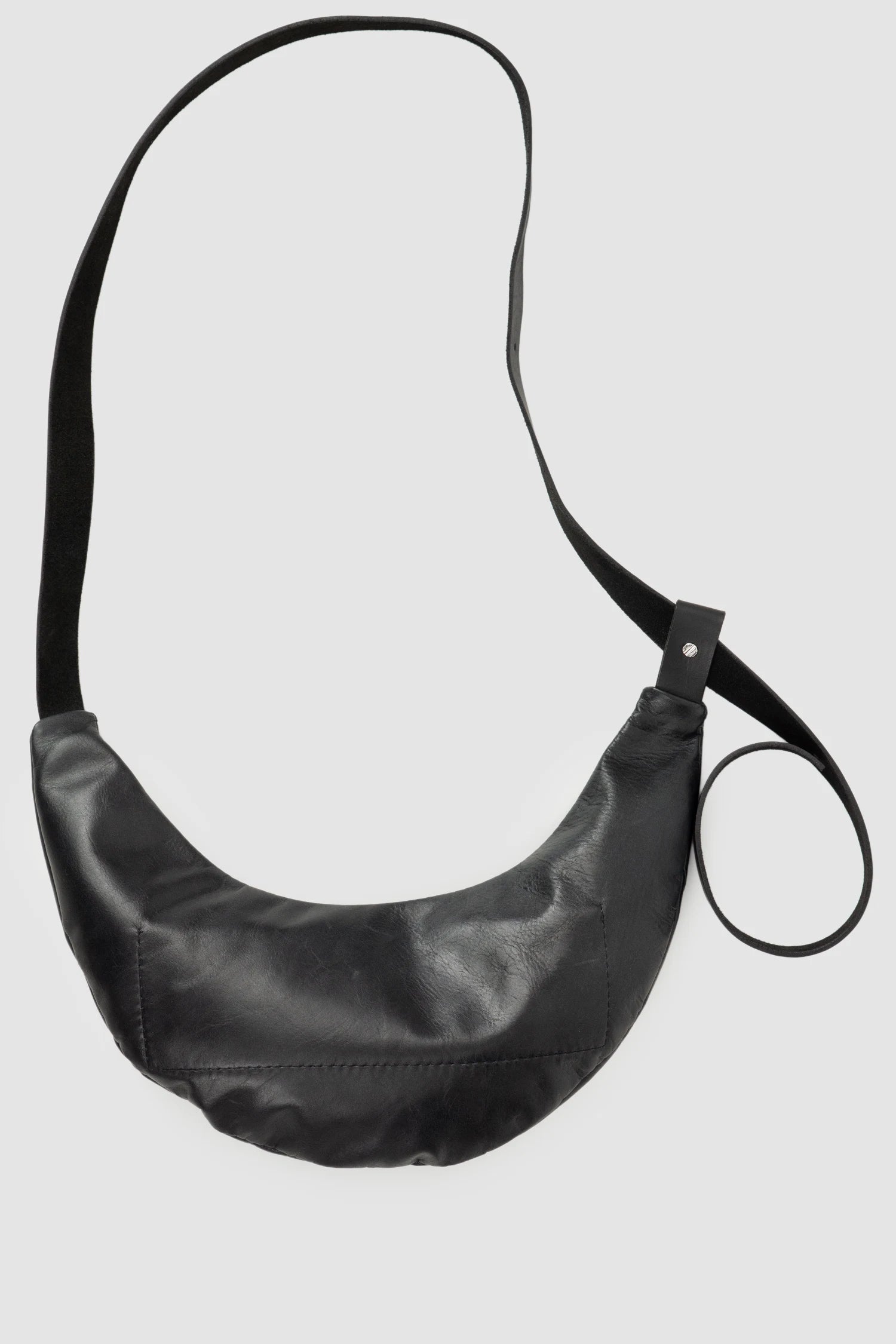 Werkschwarz - item back view of men’s FW25 Black Double Zip Leather Crescent Bag Werk 44P