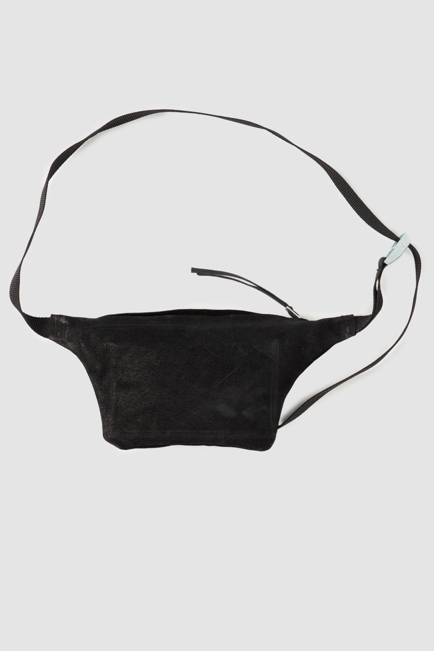 Werkschwarz - item back view of men’s FW25 Black Waxed Leather Cross Body Fanny Bag Werk 52N