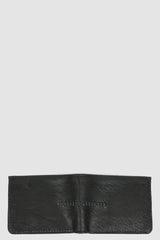 0.Hide - open back view of Vegetable Black Tanned Bi-Fold Wallet.