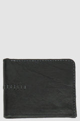 0.Hide - closed back view of Vegetable Black Tanned Black Horse Leather Bi-Fold Wallet from the Permanent Collection with Card Slots Cash Pocket.