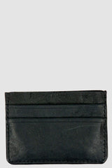 0.Hide - back view of Vegetable Tanned Black Horse Culatta Leather Minimal Card Holder.