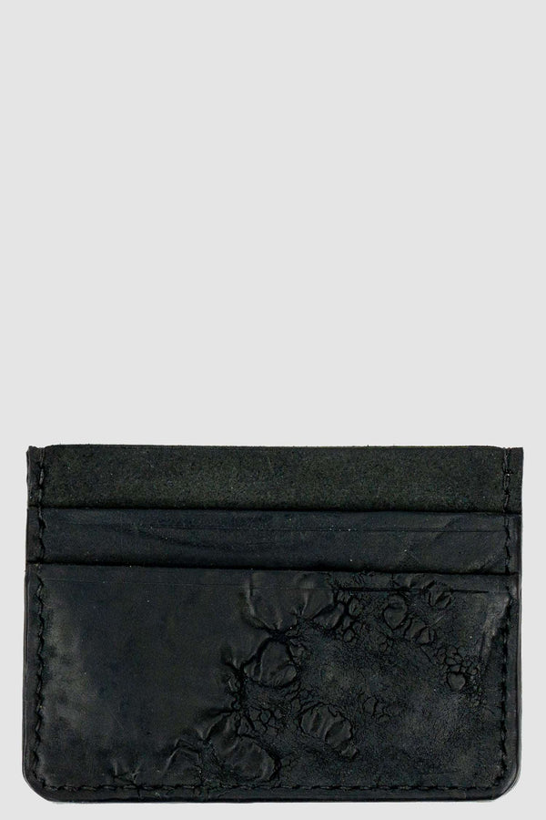 Front view of Black Minimal Card Holder with vegetable tanned horse leather, _0.HIDE