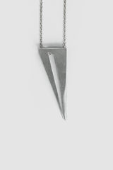 2819 Jewelry - front detail view of Brushed Fork-Cut Oxidized Silver Pendant
