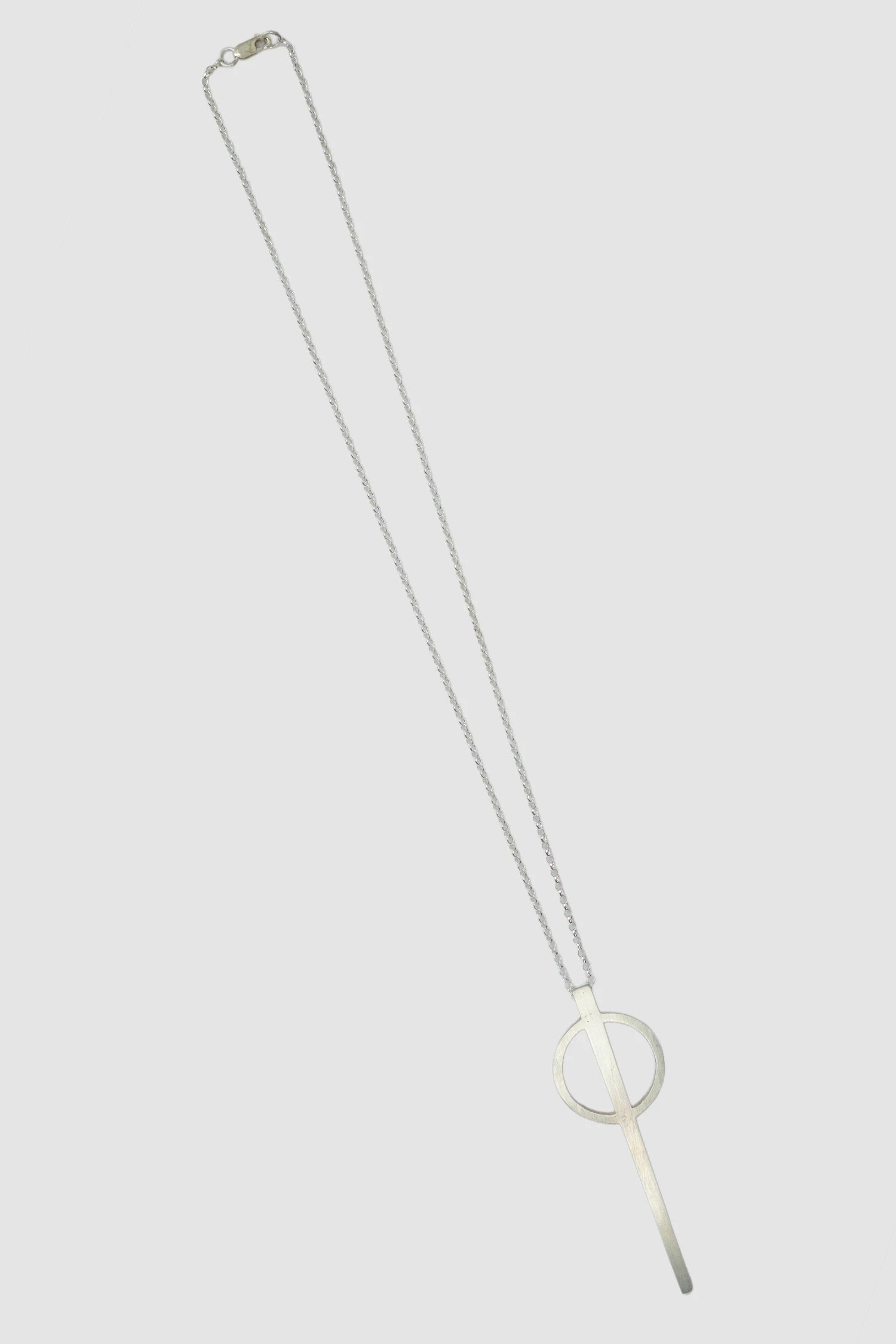 2819 Jewelry - Brushed Sterling Silver Open Circle Bar Necklace front full view
