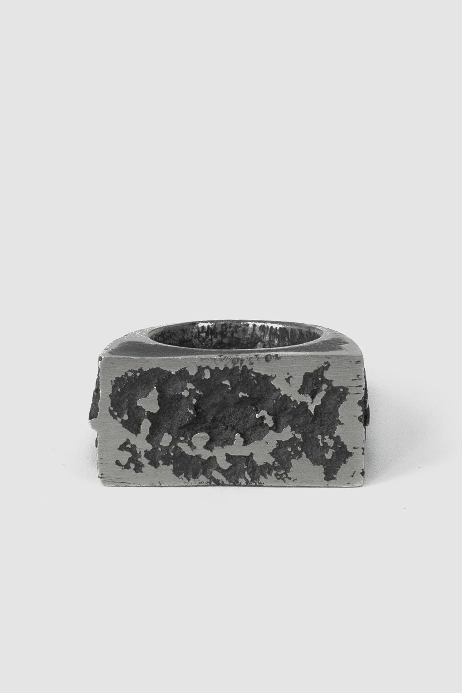 2819 Jewelry - front view of Brutalist Oxidized Silver Ring