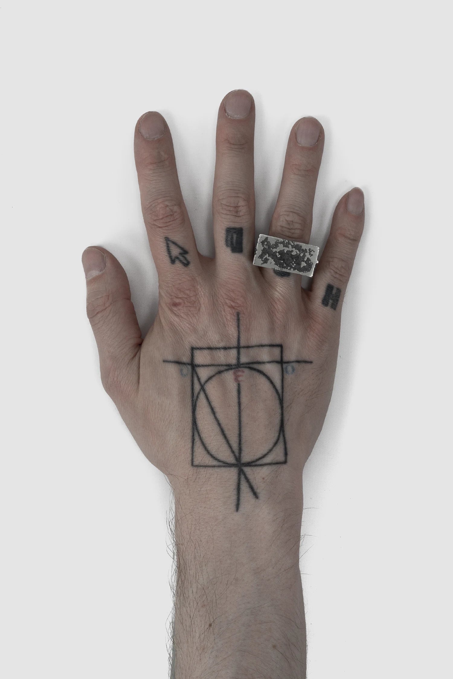 2819 Jewelry - Brutalist Oxidized Silver Ring on model