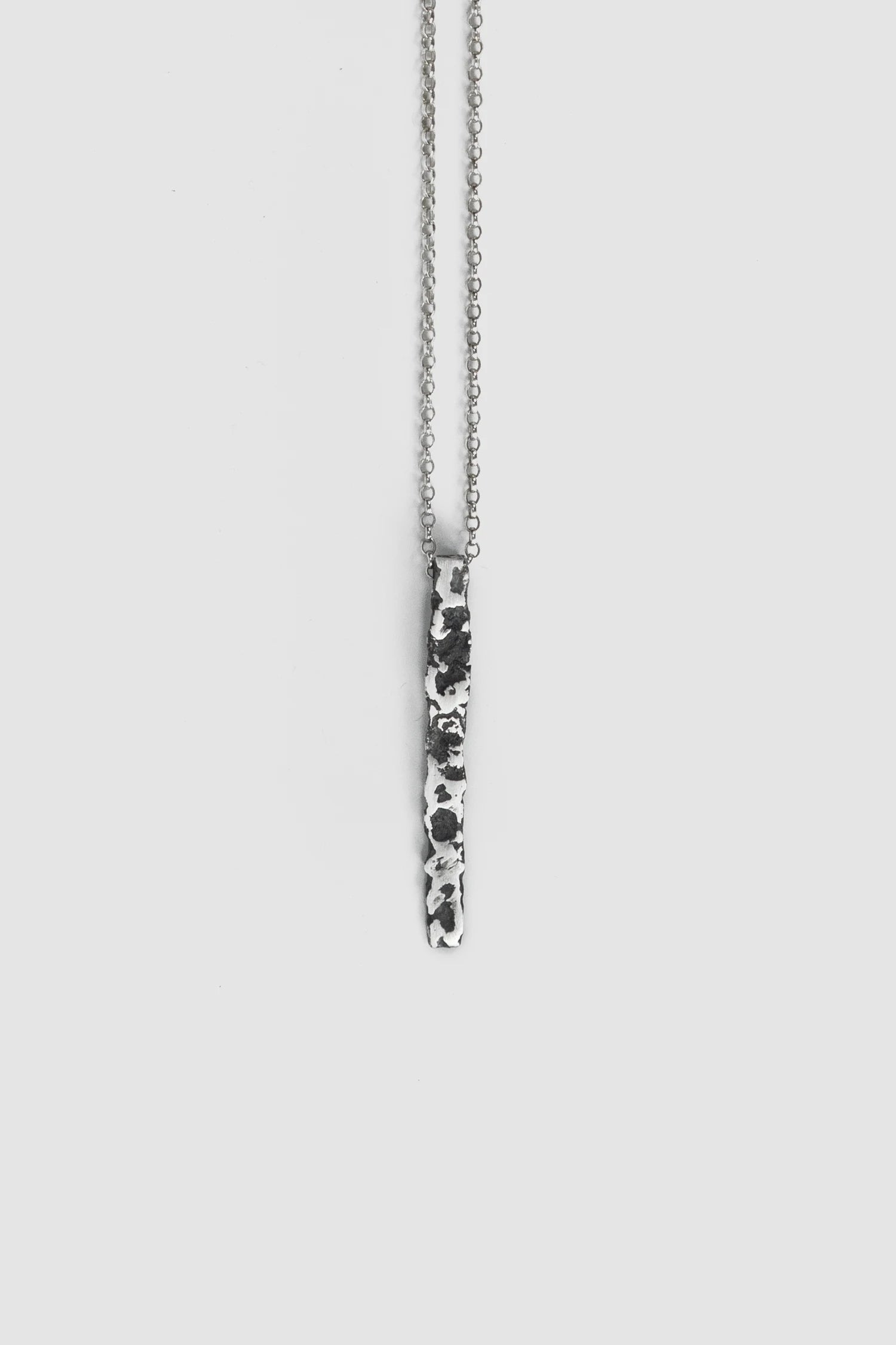 2819 Jewelry - front detail view of Melted Minimalistic Oxidized Silver Pendant