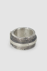 2819 Jewelry - item left view of men’s Oxidized Silver Brutalist Ring with Cross Detail