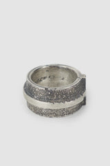 2819 Jewelry - item right view of men’s Oxidized Silver Brutalist Ring with Cross Detail