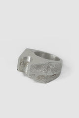 2819 Jewelry - front left view of Mercury-Inspired Brutalist Silver Ring