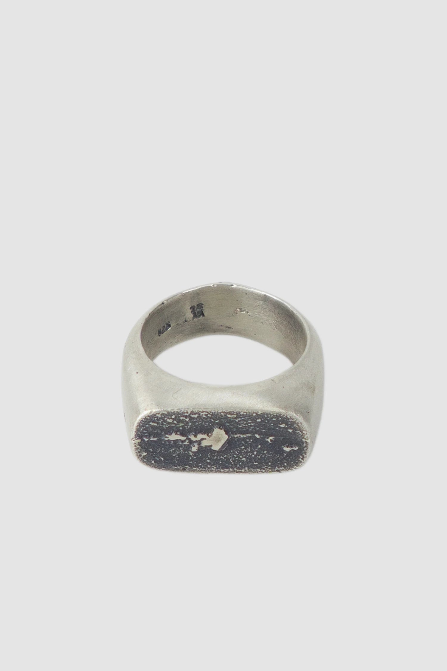 2819 Jewelry - Silver Oxidized Rectangular Plateau Signet Ring item front view