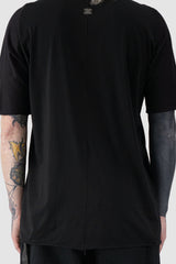 69 by Isaac Sellam - back detail view of Black Back Middle Seam Jersey Cotton T-Shirt