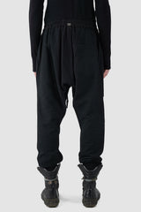 69 by Isaac Sellam - back view of Black Deep Crotch Patch Pocket Jogging Trousers